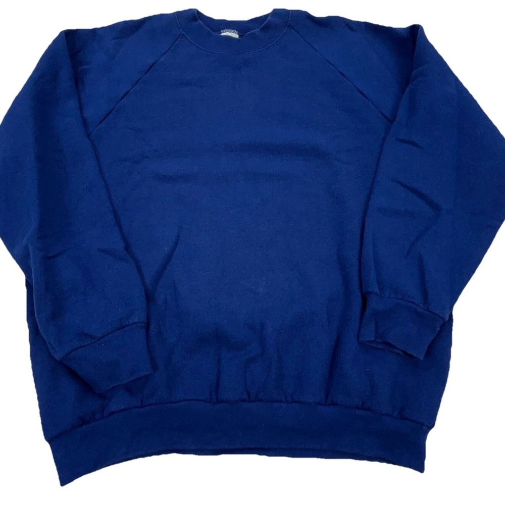 Vintage Blank Sweatshirt Men Large Blue Crew Neck Sweater USA 80s 90s 50/50